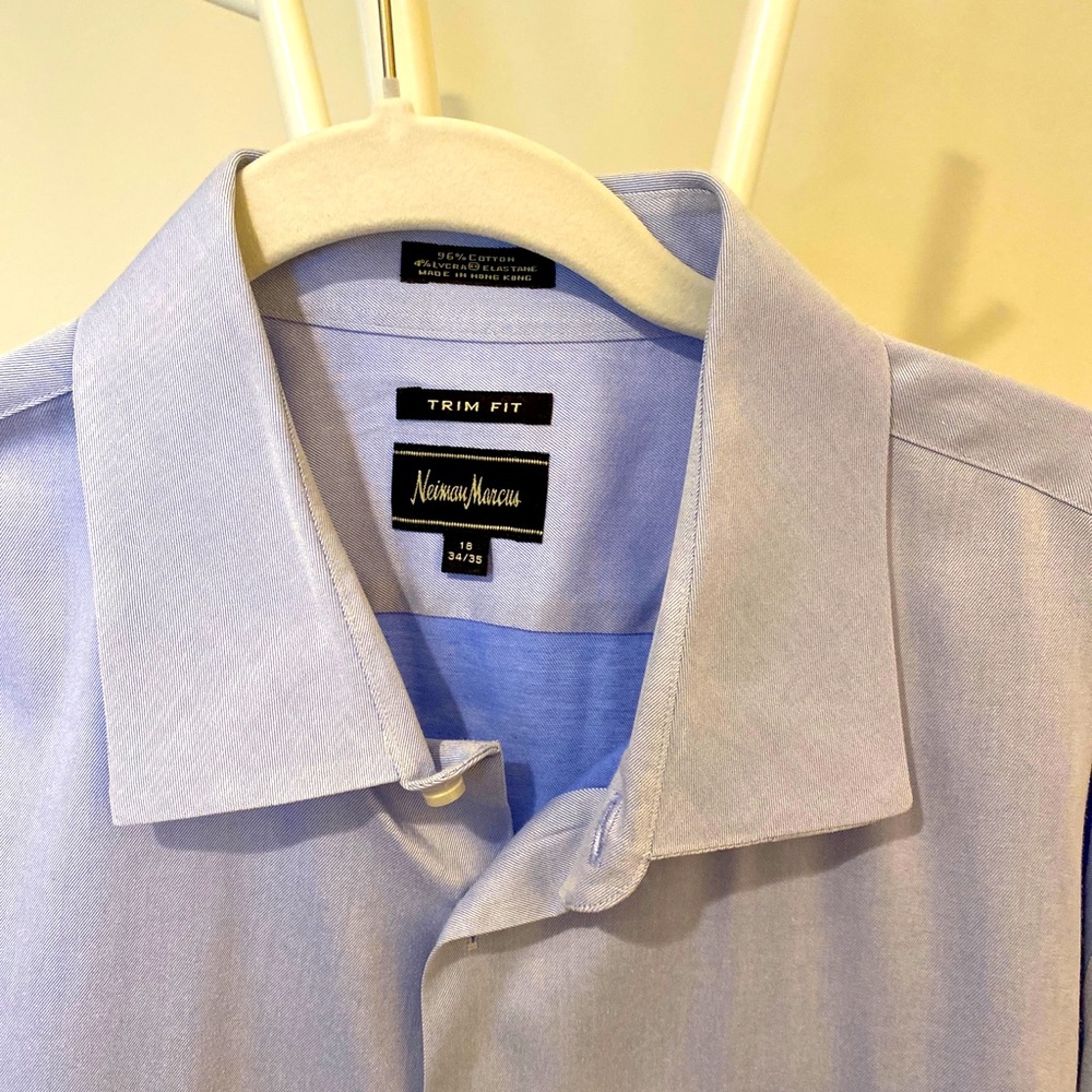Neiman Marcus French Blue Cotton Button Do…